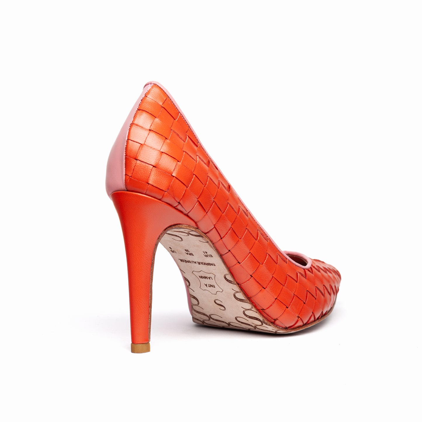 Scarpin Estela - Rosa e tressê laranja