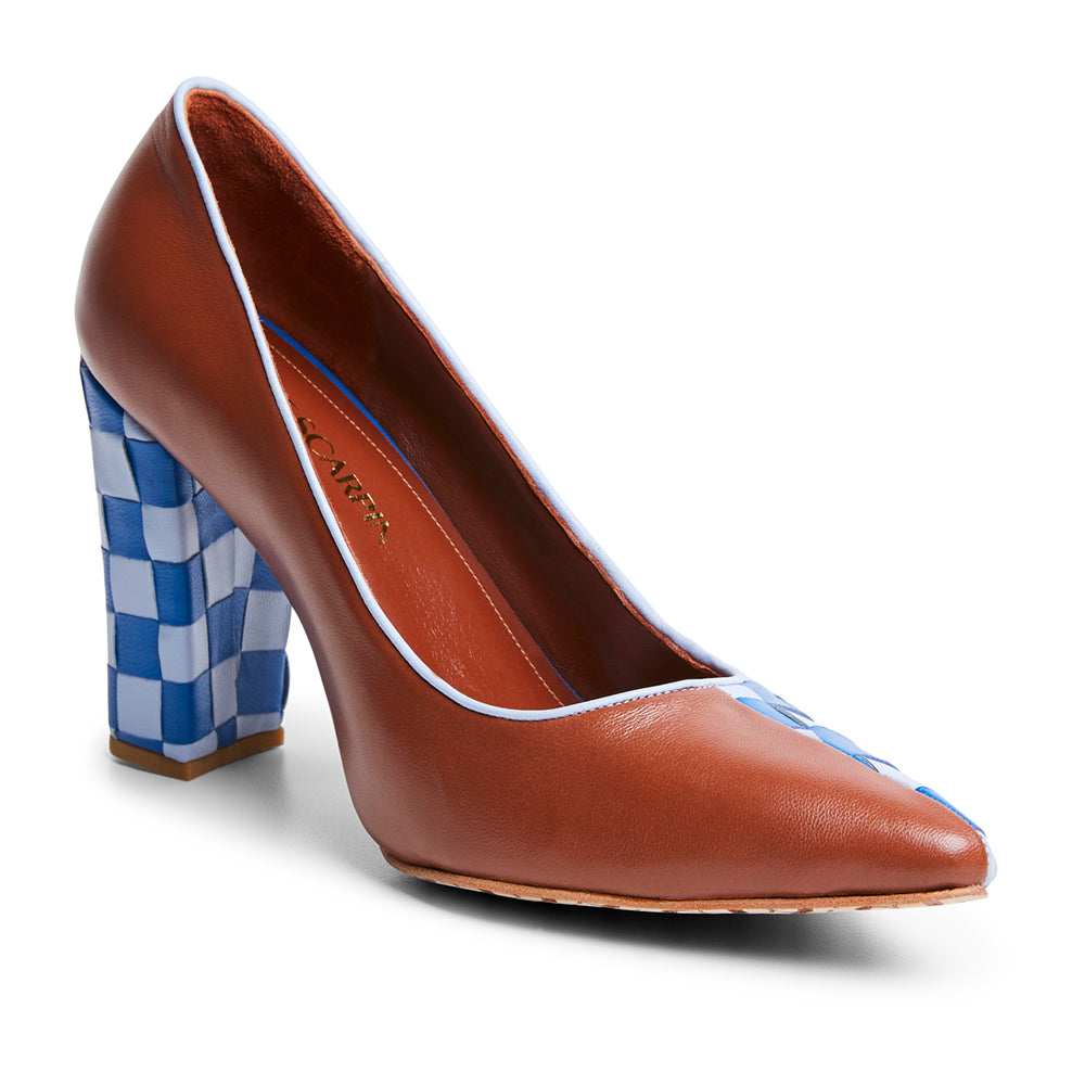 Scarpin marrom e xadrez