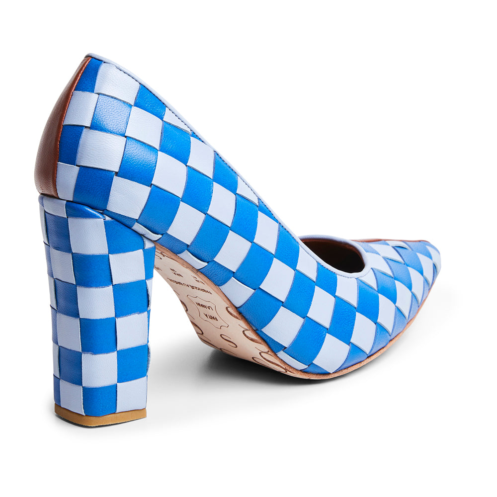Scarpin marrom e xadrez
