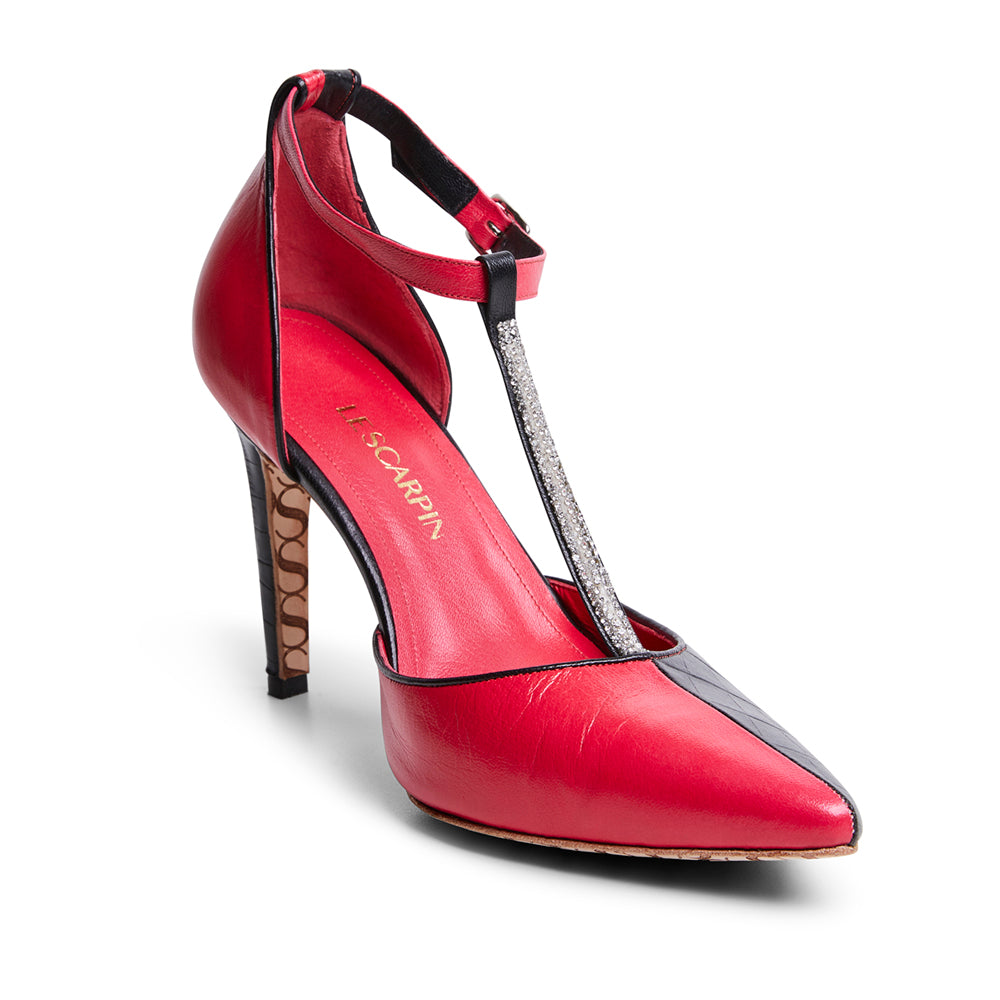 Scarpin rosa e preto