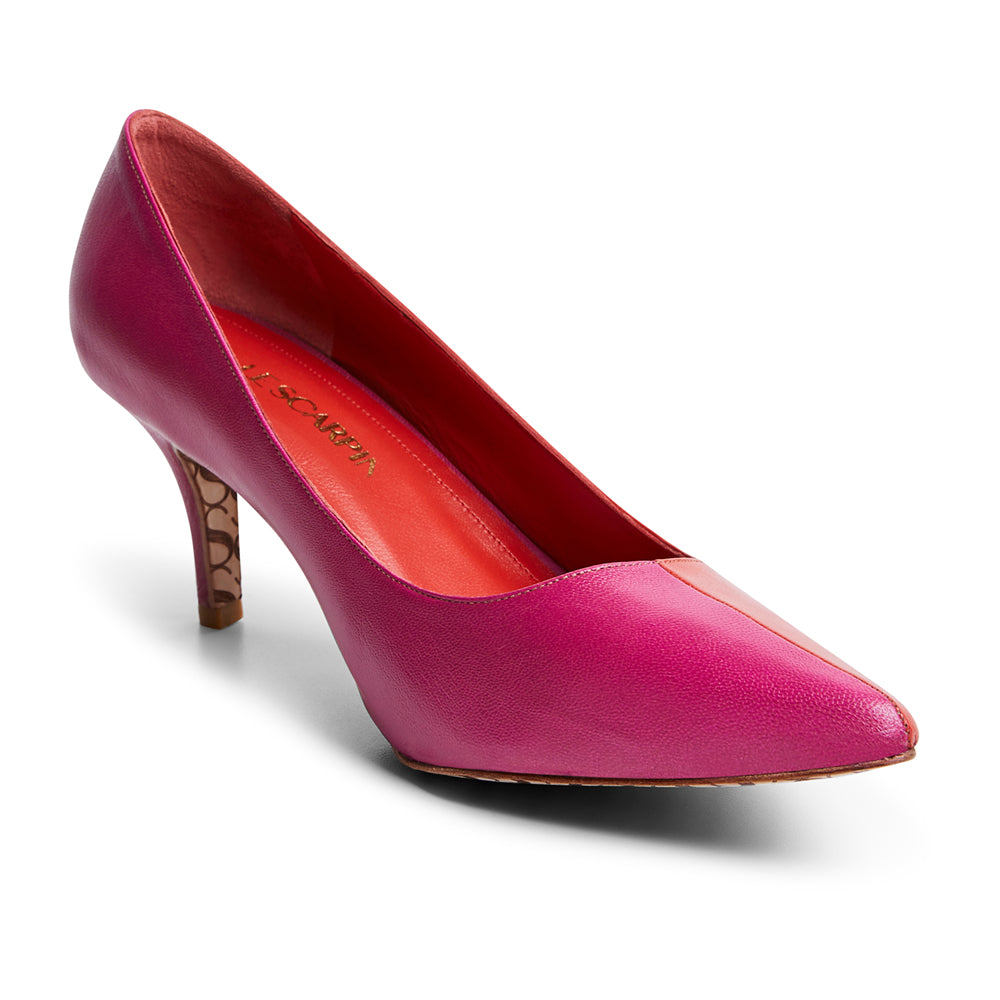 Scarpin vermelho e rosa