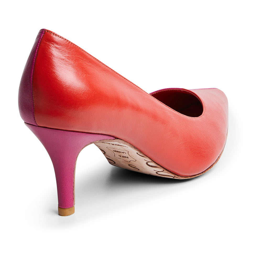 Scarpin vermelho e rosa