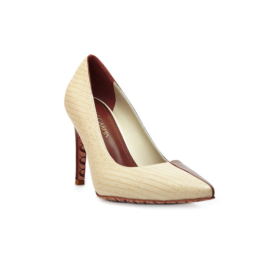 Scarpin Faith - marrom e creme