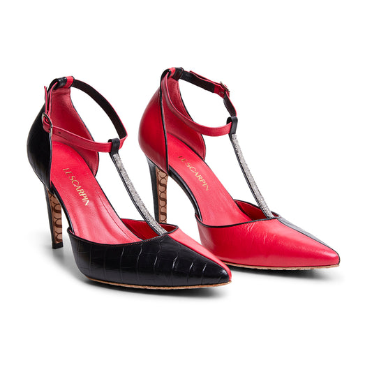 Scarpin rosa e preto