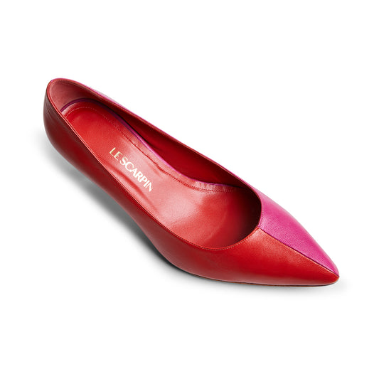 Scarpin vermelho e rosa